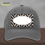 Tan Black Chevron Scallop Novelty License Plate Hat Unconstructed Cotton / Charcoal