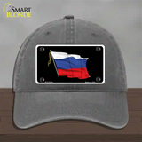 Russian Waving Flag Novelty License Plate Hat Unconstructed Cotton / Charcoal