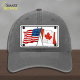 United States Canadian Flag Novelty License Plate Hat Unconstructed Cotton / Charcoal