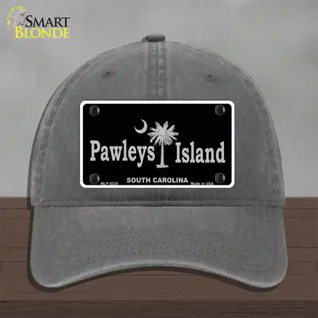 Pawleys Island Black Novelty License Plate Hat Unconstructed Cotton / Charcoal