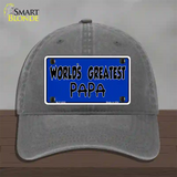 Worlds Greatest PaPa Novelty License Plate Hat Unconstructed Cotton / Charcoal