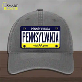 Pennsylvania State Novelty License Plate Hat Unconstructed Cotton / Charcoal