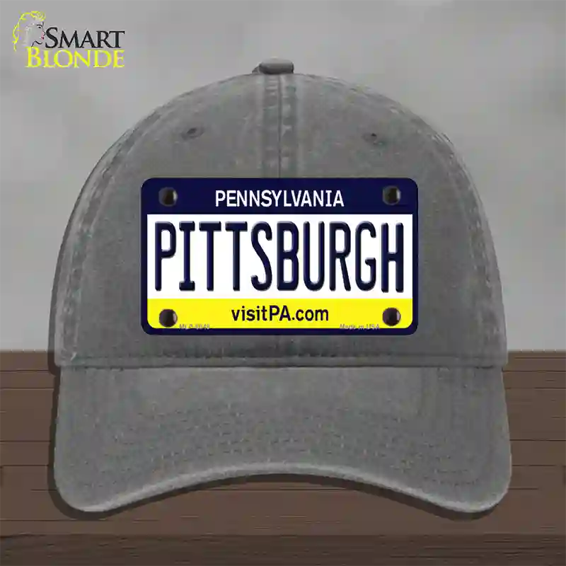 Pittsburgh Pennsylvania State Novelty License Plate Hat Unconstructed Cotton / Charcoal