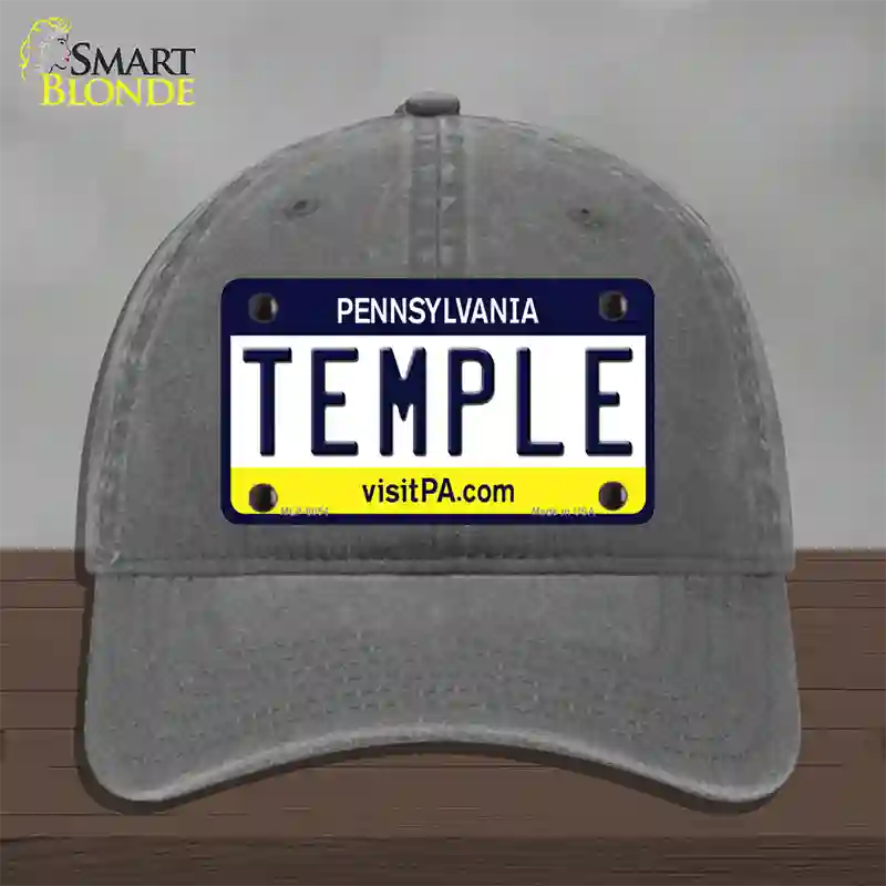 Temple Pennsylvania State Novelty License Plate Hat Unconstructed Cotton / Charcoal