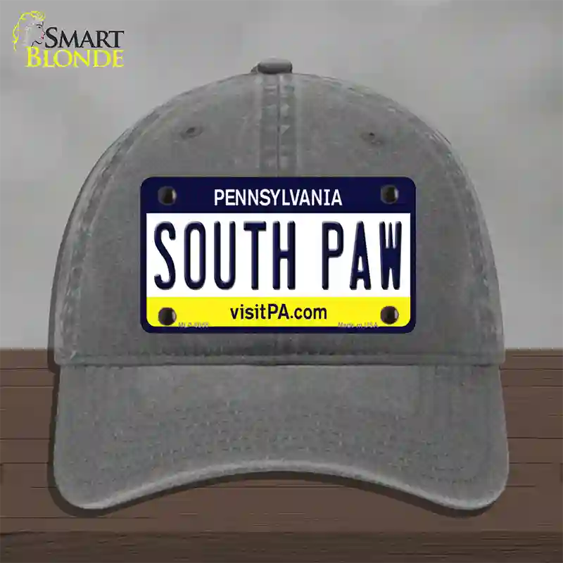 South Paw Pennsylvania State Novelty License Plate Hat Unconstructed Cotton / Charcoal