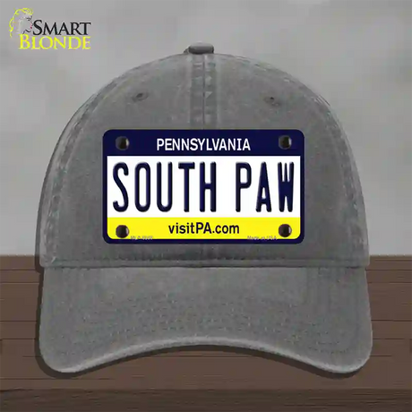 South Paw Pennsylvania State Novelty License Plate Hat Unconstructed Cotton / Charcoal