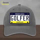 Golfer Pennsylvania State Novelty License Plate Hat Unconstructed Cotton / Charcoal