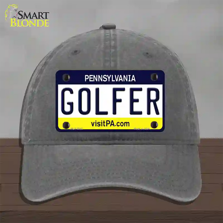 Golfer Pennsylvania State Novelty License Plate Hat Unconstructed Cotton / Charcoal