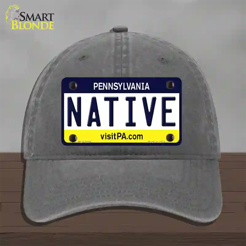 Native Pennsylvania State Novelty License Plate Hat Unconstructed Cotton / Charcoal