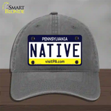 Native Pennsylvania State Novelty License Plate Hat Unconstructed Cotton / Charcoal