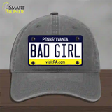 Bad Girl Pennsylvania State Novelty License Plate Hat Unconstructed Cotton / Charcoal