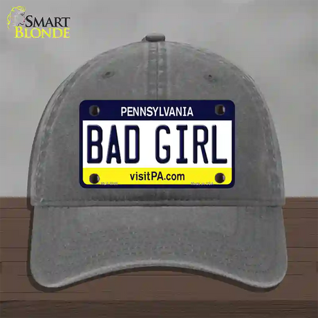 Bad Girl Pennsylvania State Novelty License Plate Hat Unconstructed Cotton / Charcoal