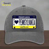 I Love Pennsylvania State Novelty License Plate Hat Unconstructed Cotton / Charcoal