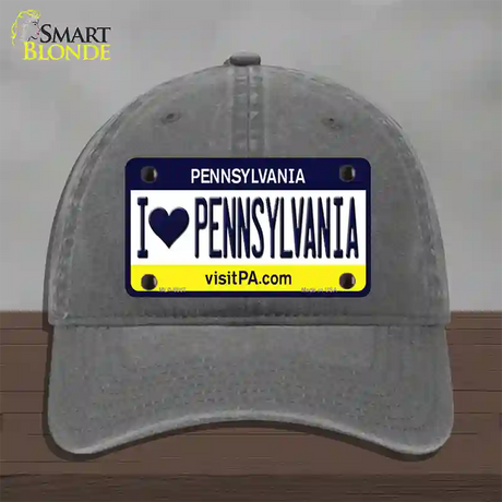 I Love Pennsylvania State Novelty License Plate Hat Unconstructed Cotton / Charcoal