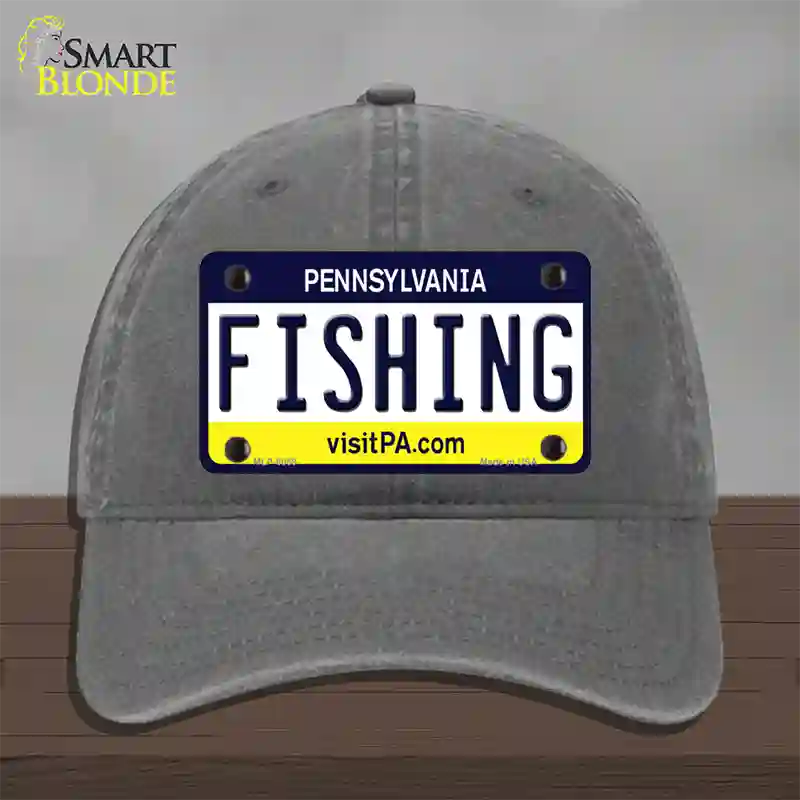 Fishing Pennsylvania State Novelty License Plate Hat Unconstructed Cotton / Charcoal