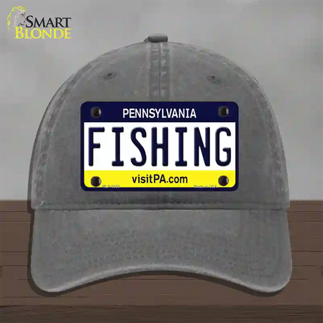 Fishing Pennsylvania State Novelty License Plate Hat Unconstructed Cotton / Charcoal