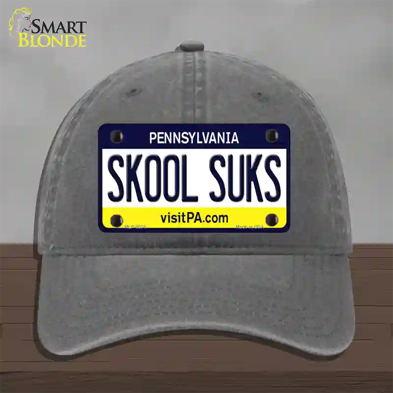Skool Suks Pennsylvania State Novelty License Plate Hat Unconstructed Cotton / Charcoal