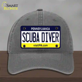 Scuba Diver Pennsylvania State Novelty License Plate Hat Unconstructed Cotton / Charcoal
