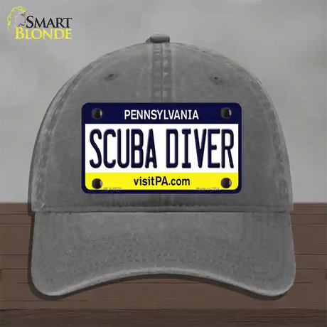 Scuba Diver Pennsylvania State Novelty License Plate Hat Unconstructed Cotton / Charcoal