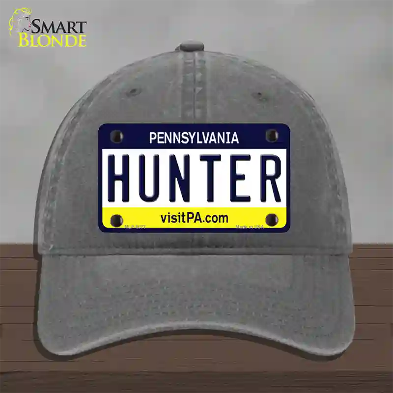 Hunter Pennsylvania State Novelty License Plate Hat Unconstructed Cotton / Charcoal