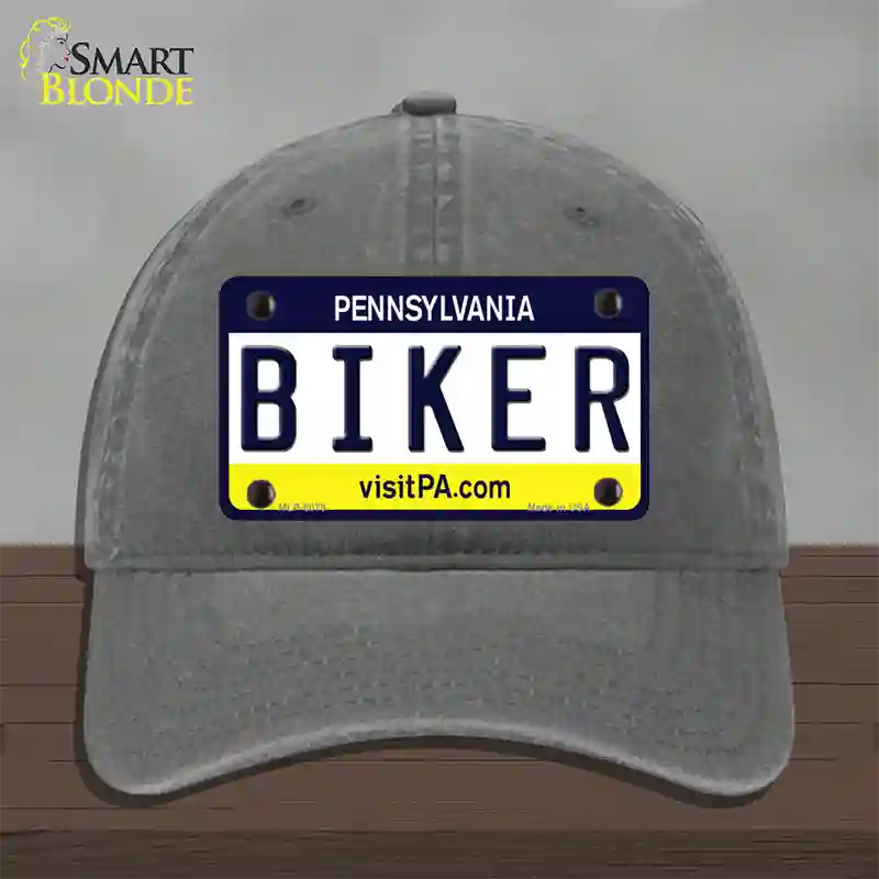 Biker Pennsylvania State Novelty License Plate Hat Unconstructed Cotton / Charcoal