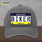 Biker Pennsylvania State Novelty License Plate Hat Unconstructed Cotton / Charcoal