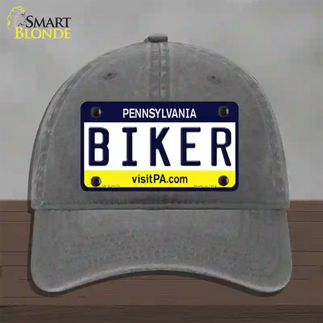 Biker Pennsylvania State Novelty License Plate Hat Unconstructed Cotton / Charcoal