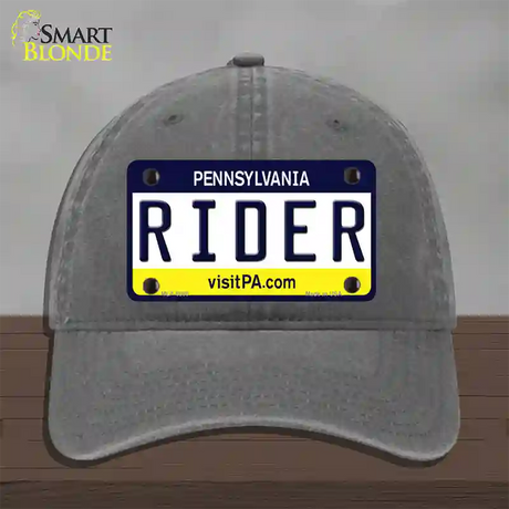 Rider Pennsylvania State Novelty License Plate Hat Unconstructed Cotton / Charcoal
