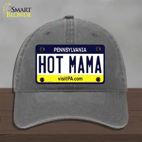 Hot Mama Pennsylvania State Novelty License Plate Hat Unconstructed Cotton / Charcoal