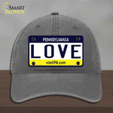Love Pennsylvania State Novelty License Plate Hat Unconstructed Cotton / Charcoal