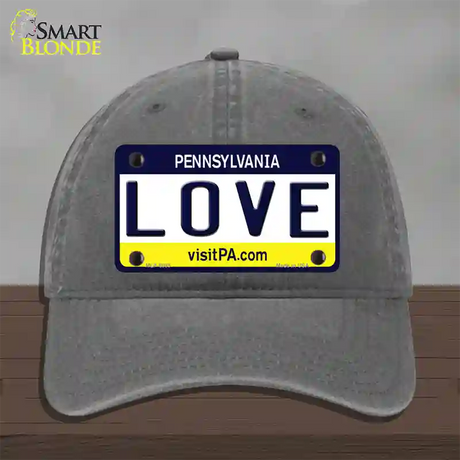 Love Pennsylvania State Novelty License Plate Hat Unconstructed Cotton / Charcoal