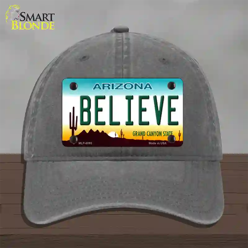 Arizona Believe Novelty License Plate Hat Unconstructed Cotton / Charcoal