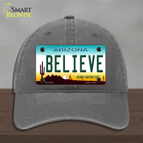 Arizona Believe Novelty License Plate Hat Unconstructed Cotton / Charcoal