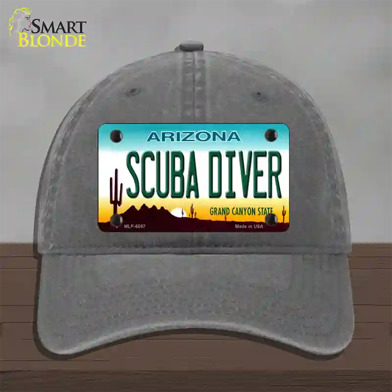 Arizona Scuba Diver Novelty License Plate Hat Unconstructed Cotton / Charcoal
