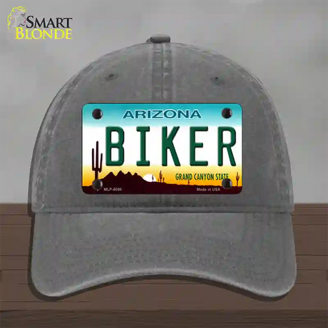 Arizona Biker Novelty License Plate Hat Unconstructed Cotton / Charcoal