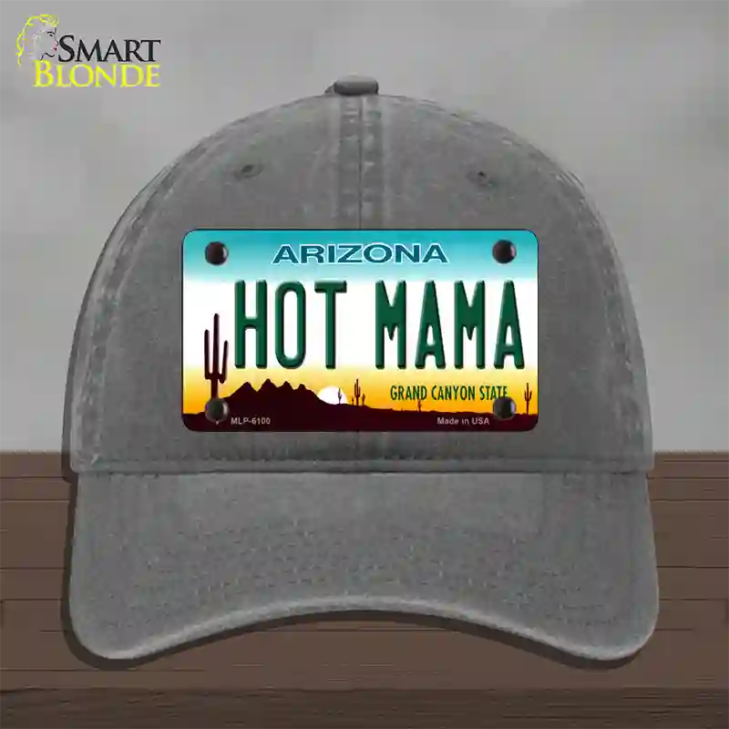Arizona Hot Mama Novelty License Plate Hat Unconstructed Cotton / Charcoal