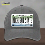 Michigan State Novelty License Plate Hat Unconstructed Cotton / Charcoal