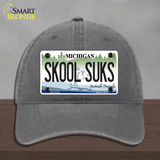 Skool Suks Michigan Novelty License Plate Hat Unconstructed Cotton / Charcoal