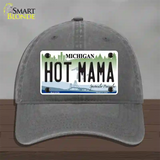 Hot Mama Michigan Novelty License Plate Hat Unconstructed Cotton / Charcoal