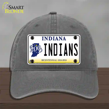 Indians Indiana Novelty License Plate Hat Unconstructed Cotton / Charcoal