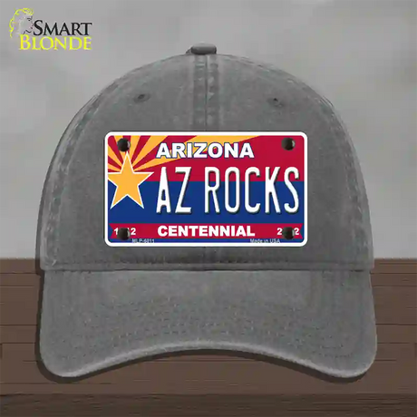 Arizona Centennial Az Rocks Novelty License Plate Hat Unconstructed Cotton / Charcoal