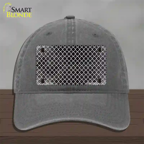 Black White Quatrefoil Oil Rubbed Novelty License Plate Hat Unconstructed Cotton / Charcoal