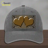 Brown White Quatrefoil Hearts Oil Rubbed Novelty License Plate Hat Unconstructed Cotton / Charcoal
