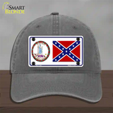 Confederate Flag Virginia Seal Novelty License Plate Hat Unconstructed Cotton / Charcoal
