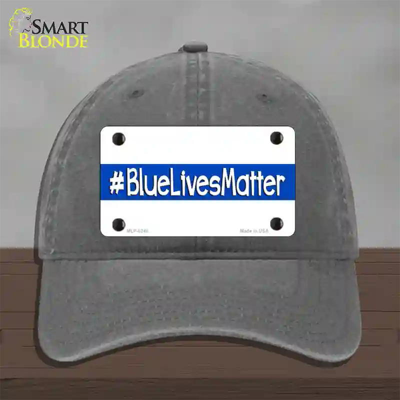 Blue Lives Matter Novelty License Plate Hat Unconstructed Cotton / Charcoal
