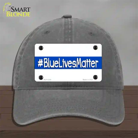 Blue Lives Matter Novelty License Plate Hat Unconstructed Cotton / Charcoal