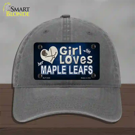 This Girl Loves Her Maple Leafs Novelty License Plate Hat Unconstructed Cotton / Charcoal