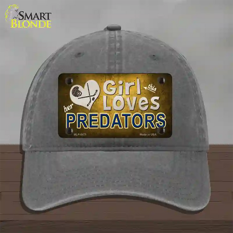 This Girl Loves Her Predators Novelty License Plate Hat Unconstructed Cotton / Charcoal
