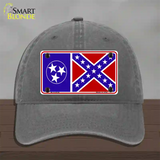 Confederate Flag Tennessee Novelty License Plate Hat Unconstructed Cotton / Charcoal