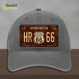 Historic Route 66 Vintage Novelty License Plate Hat Unconstructed Cotton Charcoal